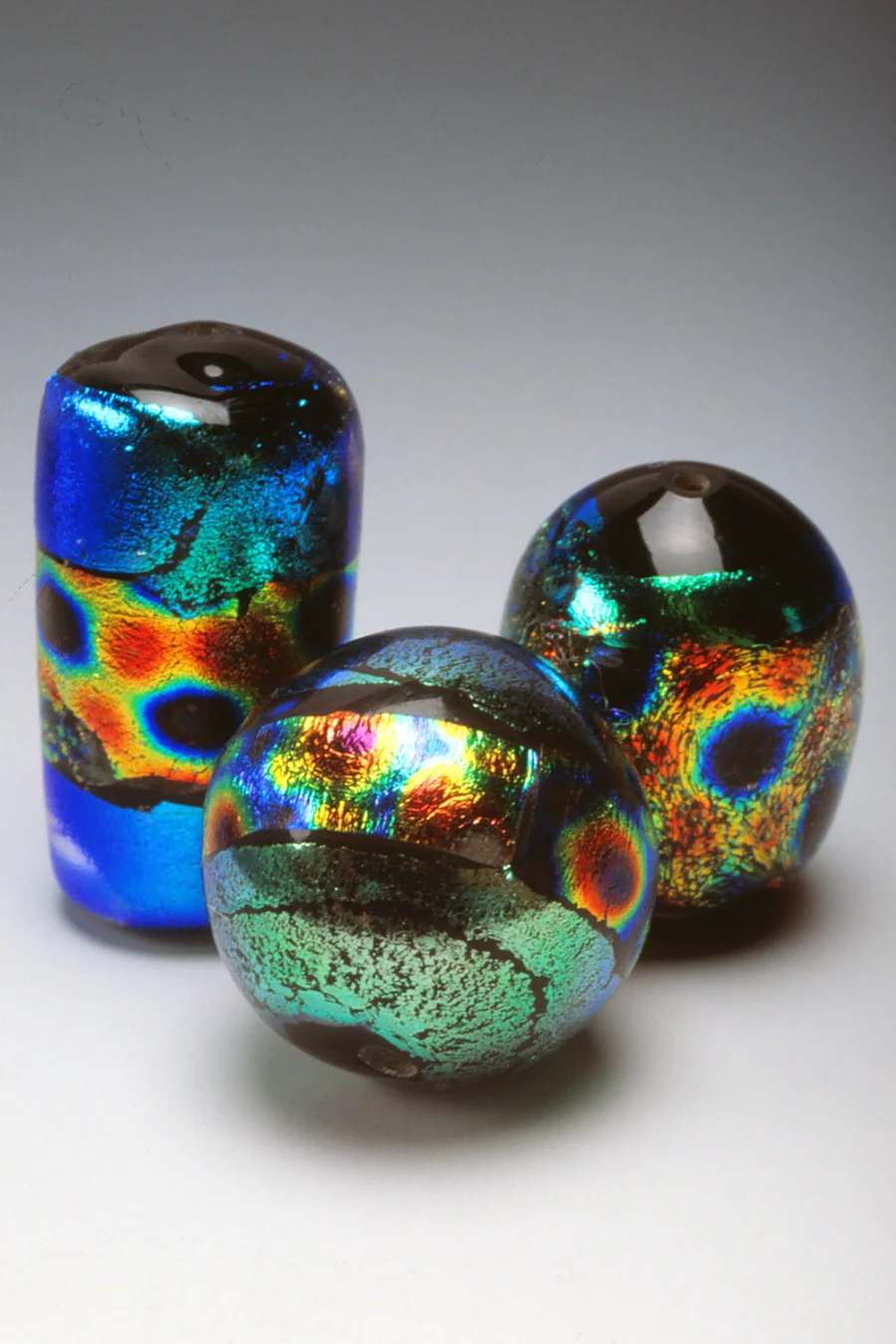 Baroque dichroic glass beads by Kay Dickey. RKL