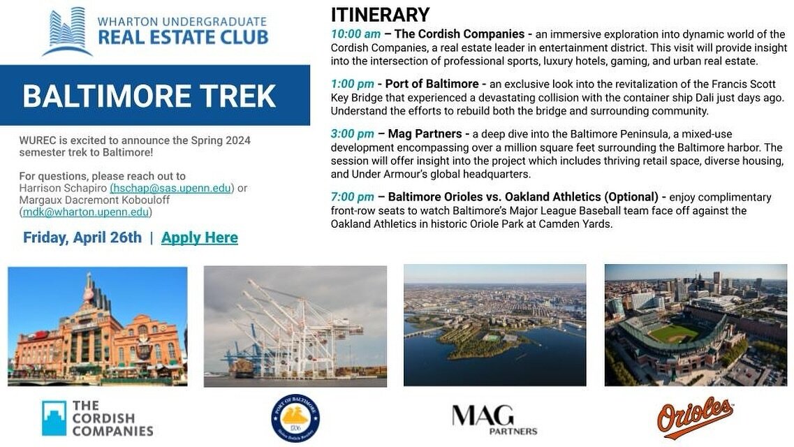 WUREC is excited to present the Baltimore Trek on Friday, April 26th! Details on the Trek can be found on the flyer or on the WUREC Listserv. The deadline to submit this application is Monday, April 8th at Noon. Those selected will be notified via em