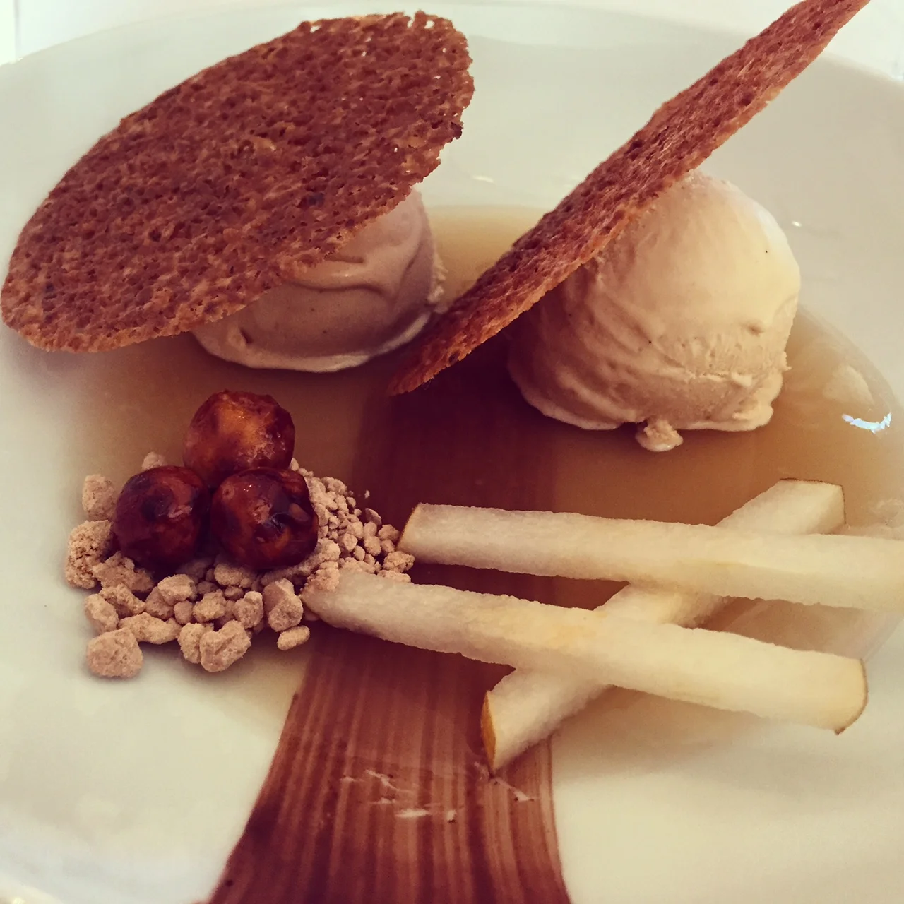  Gianduja Dessert w/ Pear Cider Gelee at Farmhouse Inn, Sonoma.&nbsp;Snapped 1/31/2016. 