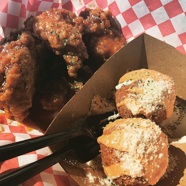 Best thing I&rsquo;ve tasted in recent memory...hot + sweet Korean fried chicken + deep fried spicy Kimchi balls, I&rsquo;ll be back real soon! 
Thank you @kokiorepublic 😋 .
.
.
#koreanfriedchicken #kimchiballs #kokiorepublic #foodtruckheaven #sffoo