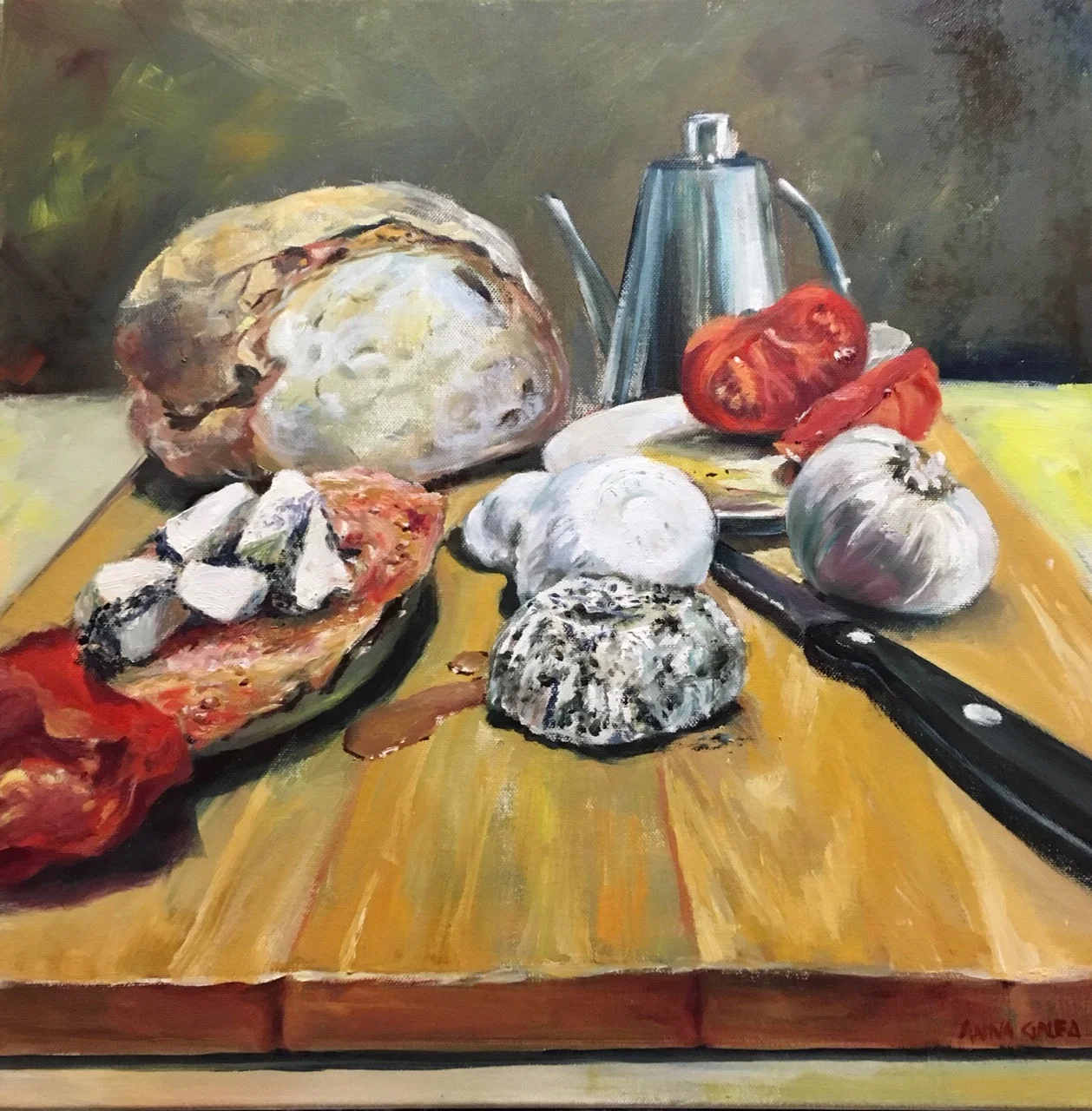 Kisra Hobz, Oils on Canvas, 50x50cm