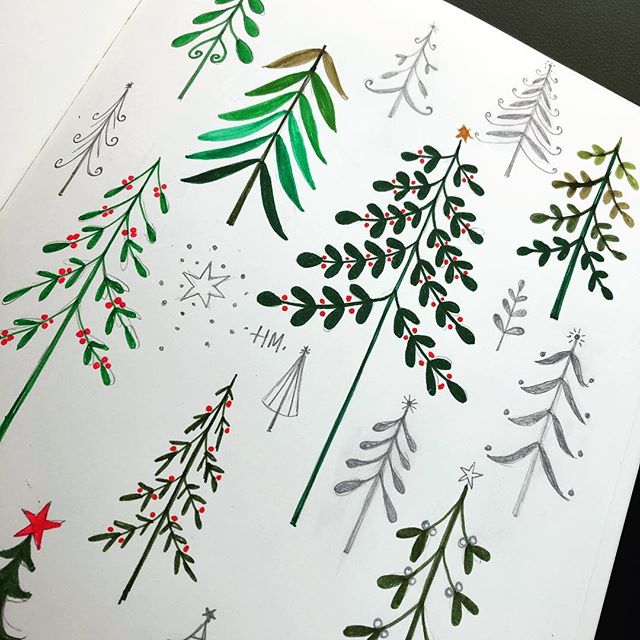 More trees!  #tree  #forest #sketchbook #sketchaday #artlicensing #surfacepattern #nature #green #makearteveryday #pine #calledtobecreative #creativityfound #harrietmellor