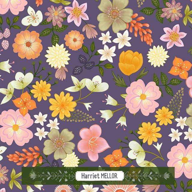 A pattern from yesterday&lsquo;s bouquet. #dsflowers #flowers #floral #artlicensing #pattern #surfacepattern #illustration #makearteveryday #bohostyle #vintage #flores #blumen #homedecor #harrietmellor