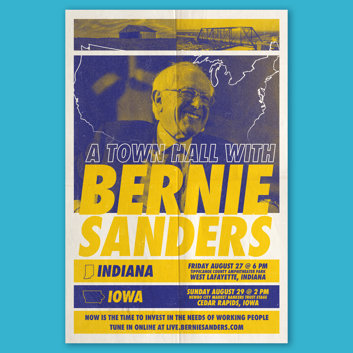 Indiana and Iowa Town Hall Rally Poster