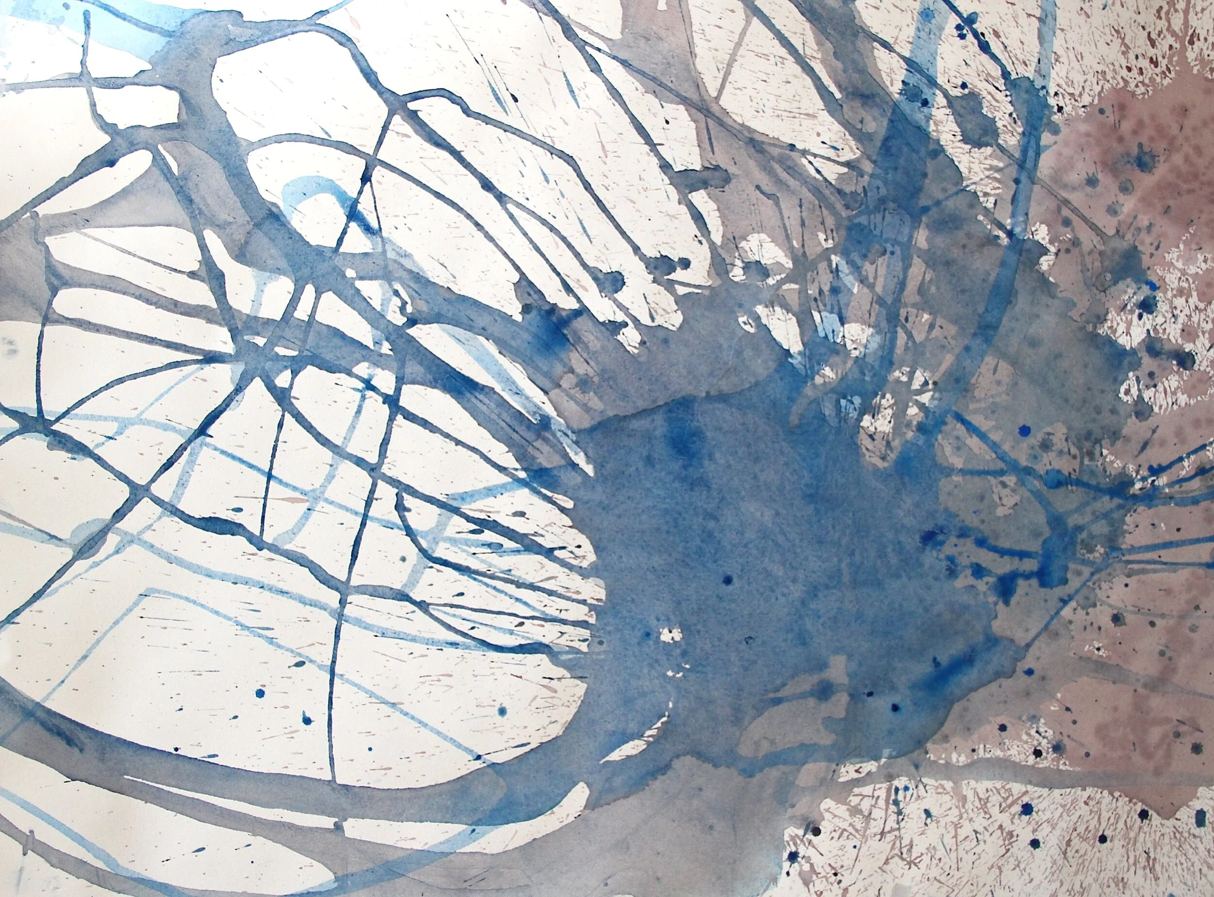 Seeping , 2016, Watercolor, Wine, 22" x 30"