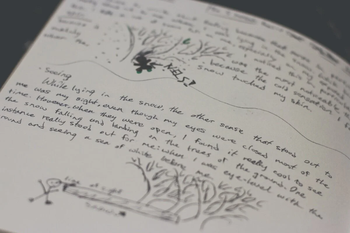 Participant’s sketchbook, Acts of Locating, Land School, Lake Country Montessori School, Minneapolis, MN, 2019