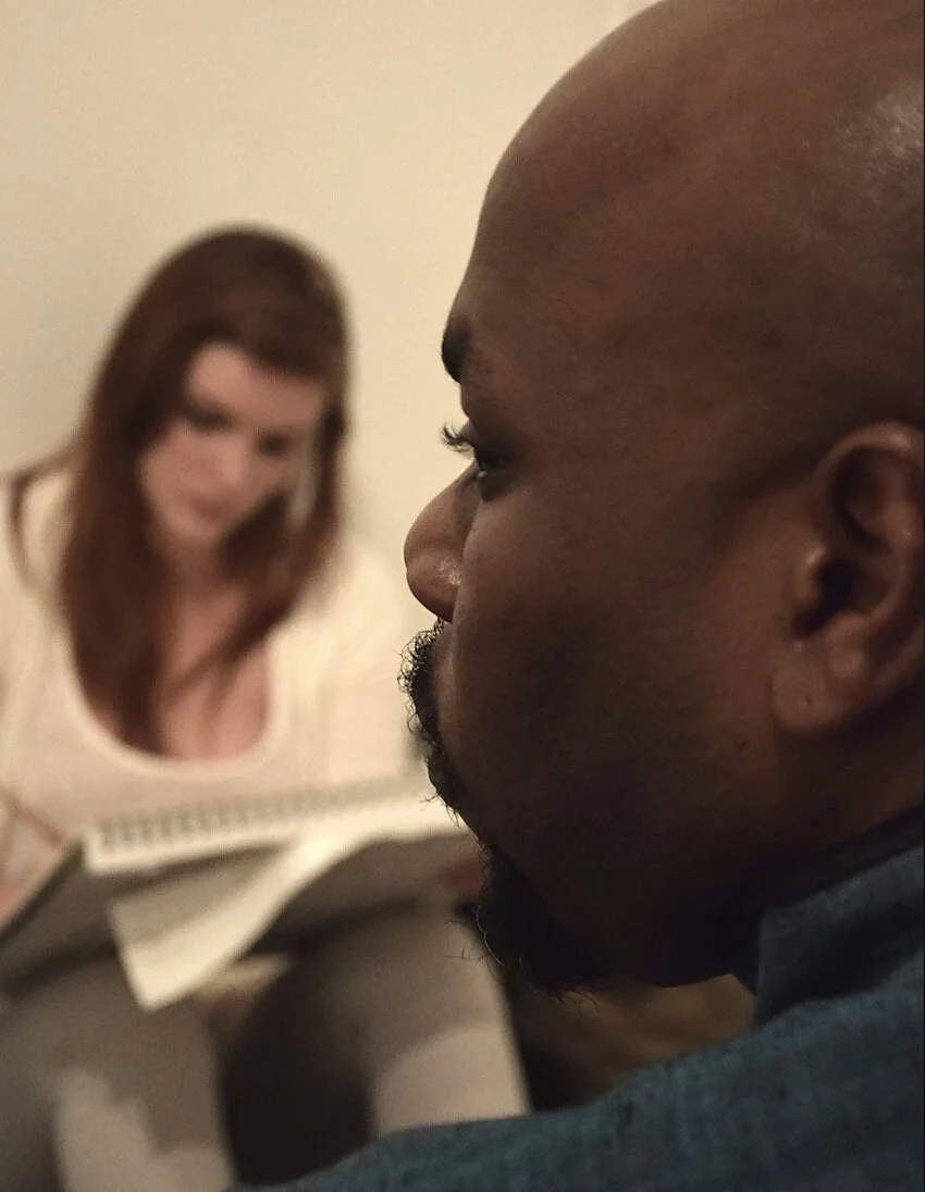 Afrikan Tek Support poses for a portrait by Featured Artist, Ursula Beck. © Miko Kuro’s Midnight Tea, 2014.