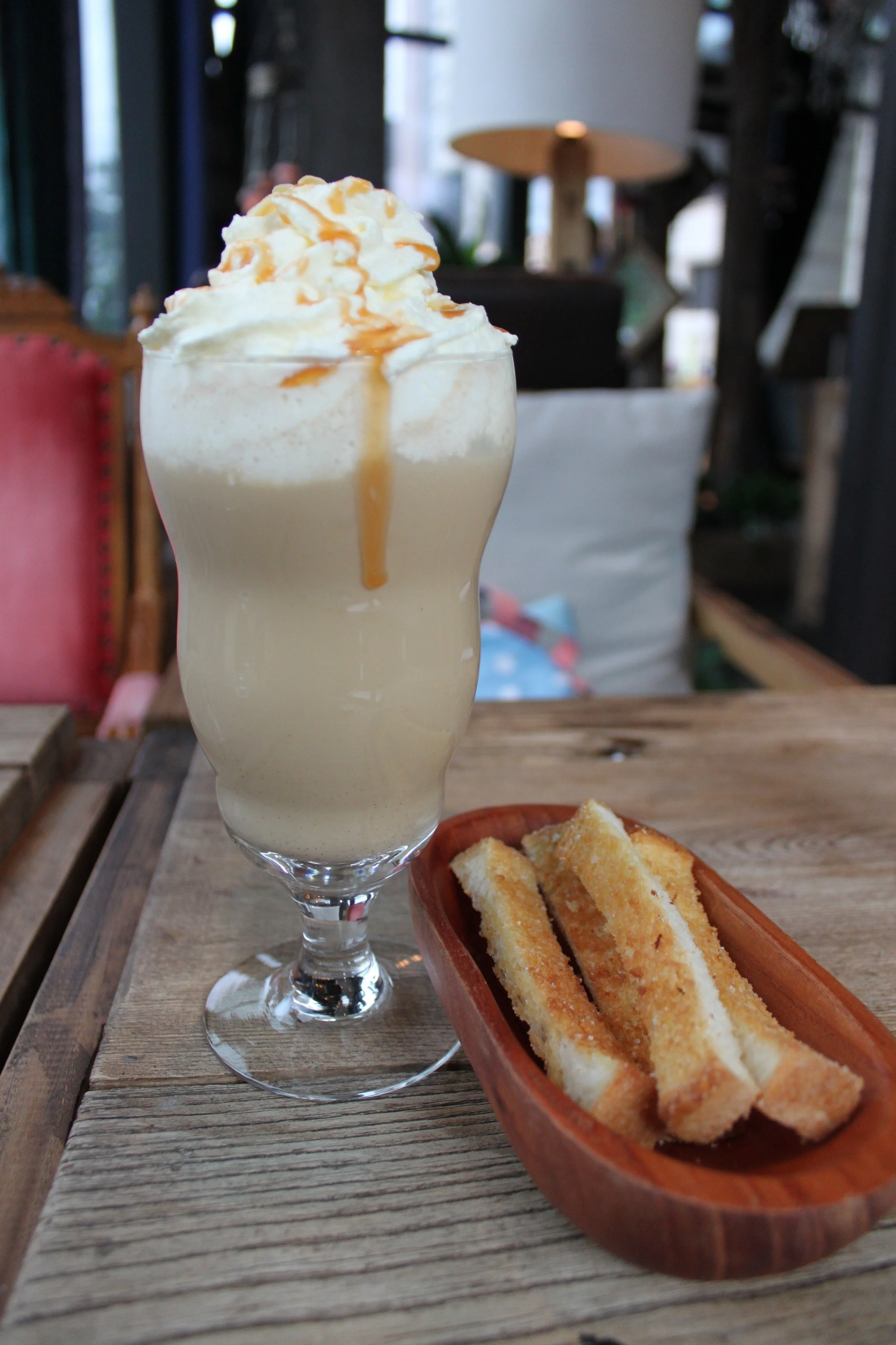 Hazelnut Caramel Latte and Sugared Breadsticks 