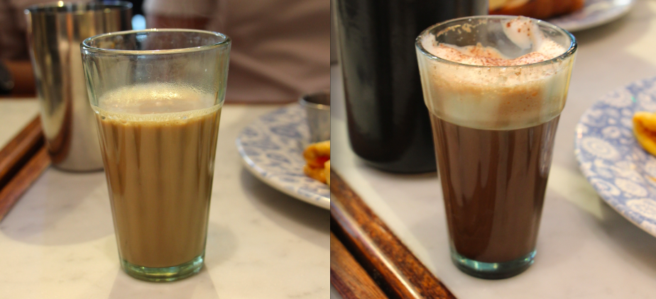 Left: House Chai; Right: Chocolate Chai 
