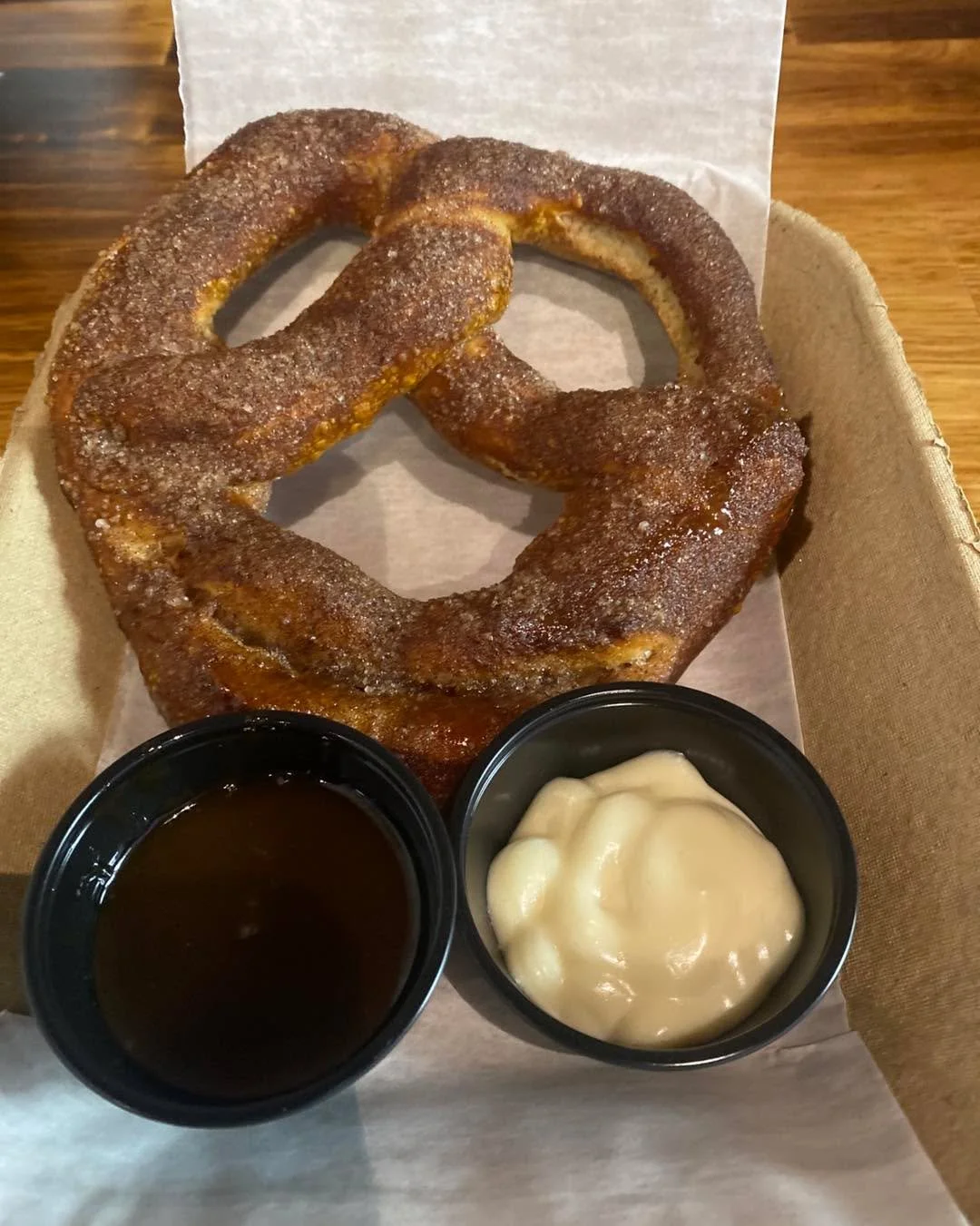 Specials alert! Our classic Rueban with beer kraut and our cinnamon sugar Bavarian pretzel with cream cheese &amp; stout salted caramel  dipping sauces !! Come on down and get them while they last..