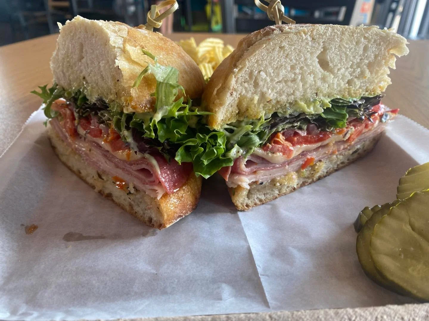Our weekend special😋
The Milano melt.. Turkey, ham, salami, house cheese blend, roasted peppers , roasted tomatoes, pickled red onions, pesto aioli, toasted garlic artisan bread! Don&rsquo;t forget about our live music tonight -Friday 7-9
 !! #durty