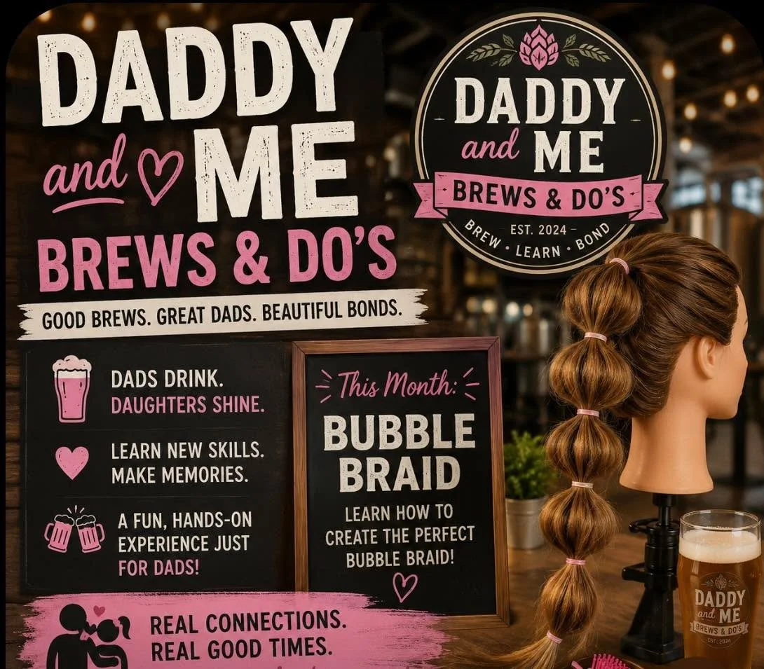 Tonight is our Daddy Daughter Date Night! 💕✨

Join us from 6&ndash;8PM for a special evening you won&rsquo;t forget!

$40 includes a hands-on class experience with Faded Cuts &amp; Shaves plus a beer for dad 🍻✂️

Make some memories, learn something