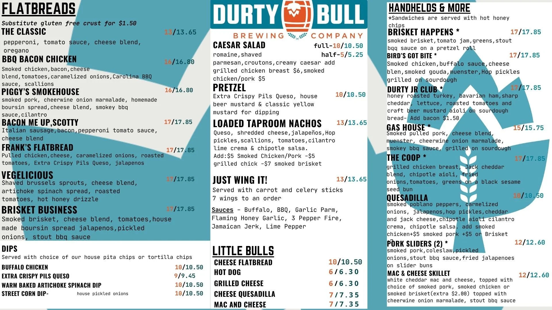 Durty Bull Brewing Gastonia Food Menu Taproom