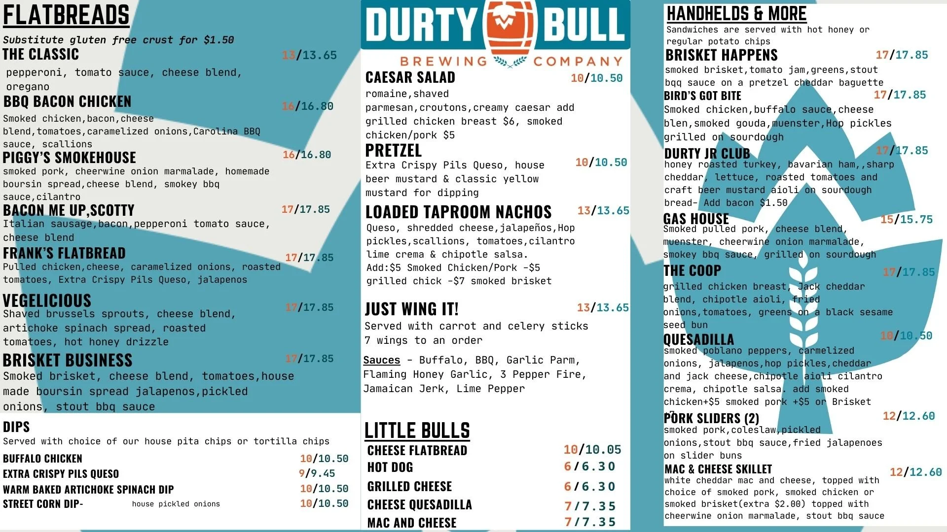 Durty Bull Brewing Gastonia Food Menu Taproom