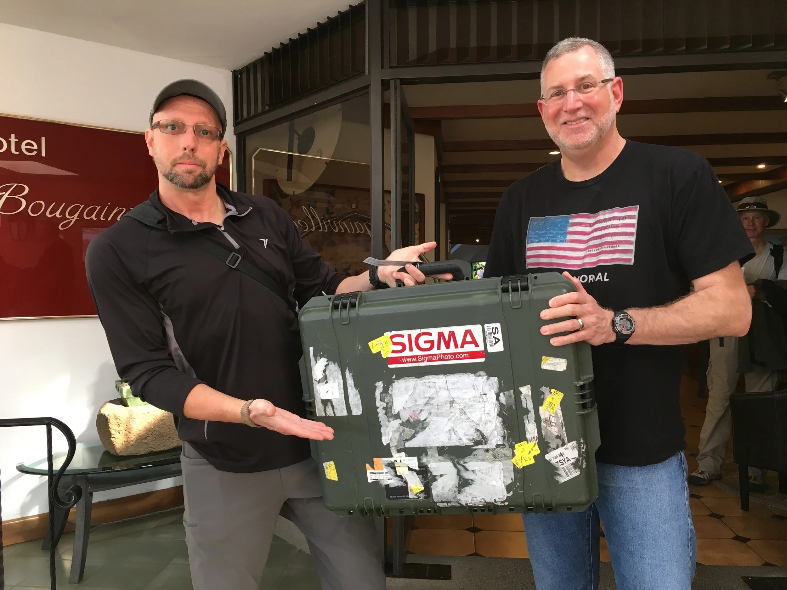 Greg (left) and Doug (right) pose with the soon-to-be-tested lenses.