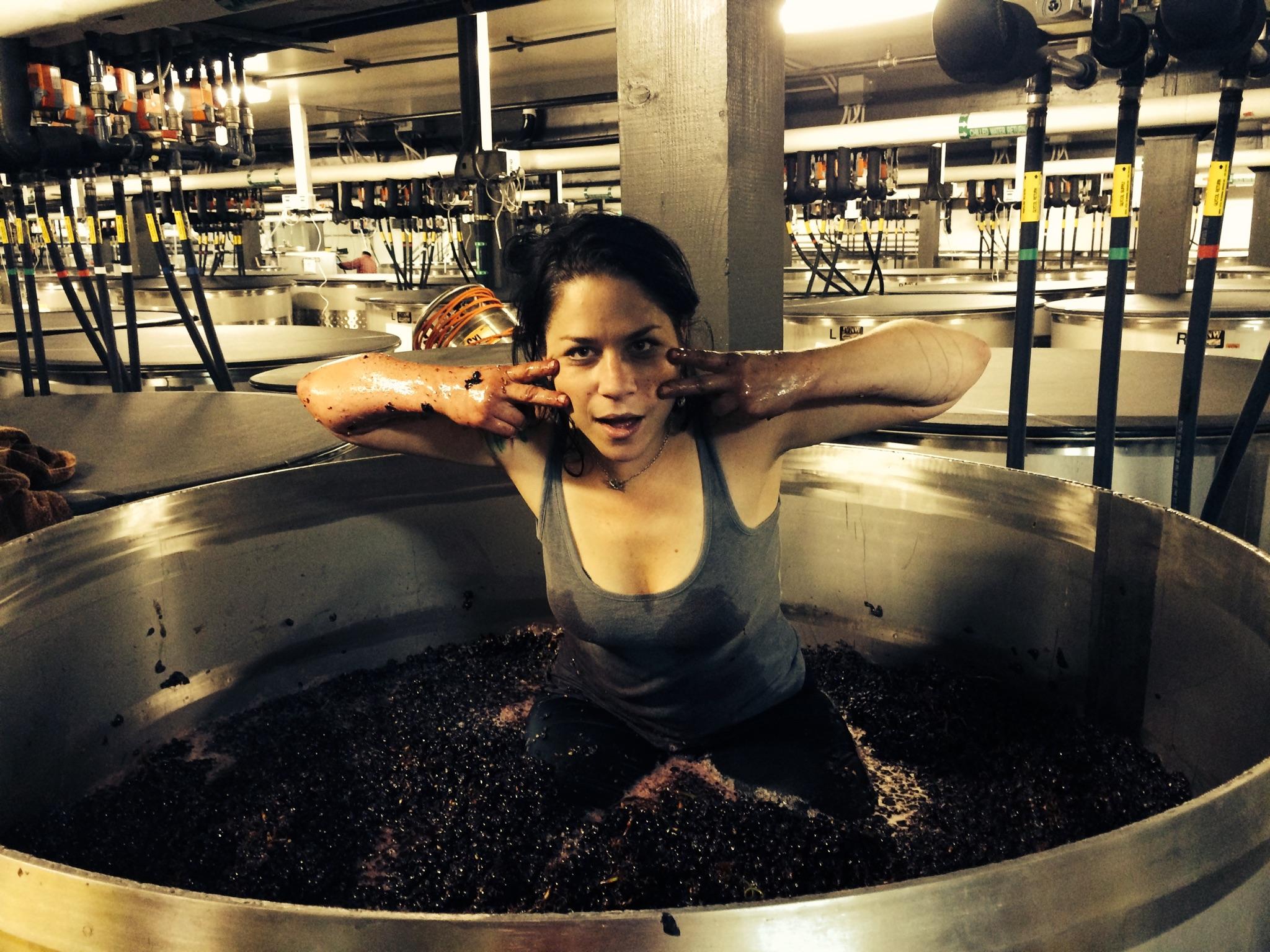 Sarah Cabot , winemaker of Battle Creek Vineyards "Unconditional" Pinot Noir, is into wine!