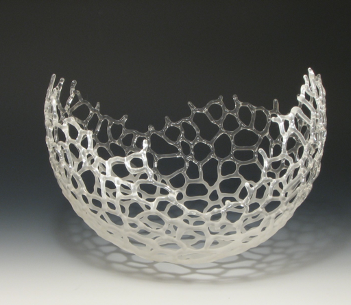 Semi-Frosted  Basket, 8” high x11” diameter