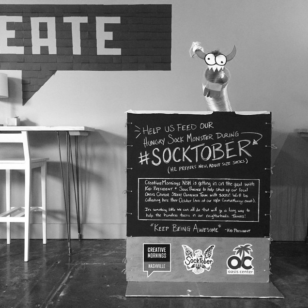 Socktober collection box I created (a sock drive started by Kid President) to go along with our speaker Brad Montague, creator of KP. October 2015