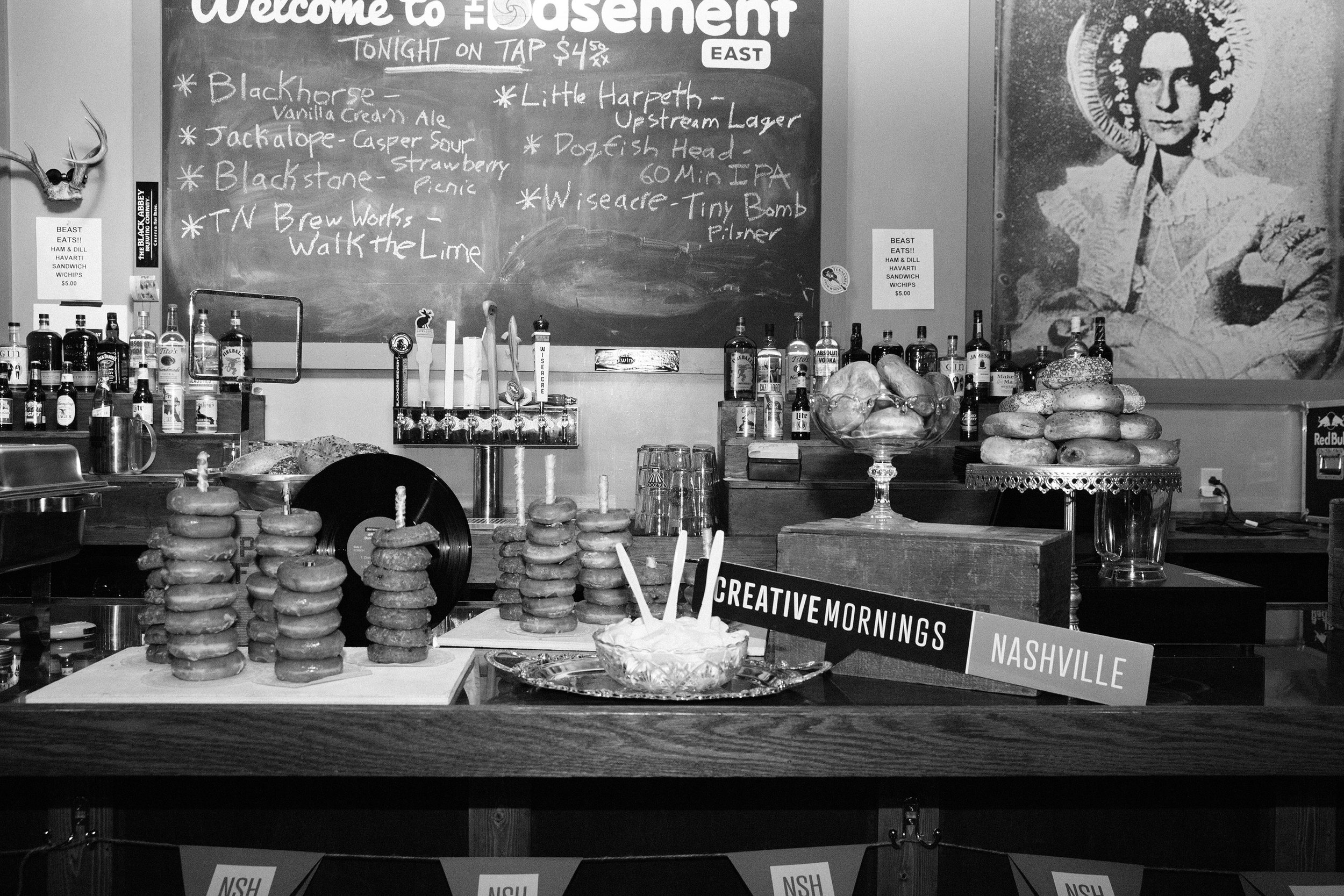 Breakfast + decor for our monthly event at The Basement East with Jay Millar of United Record Pressing. June 2015 | Theme: Revolution | Photo credit: Michaela M. Powell