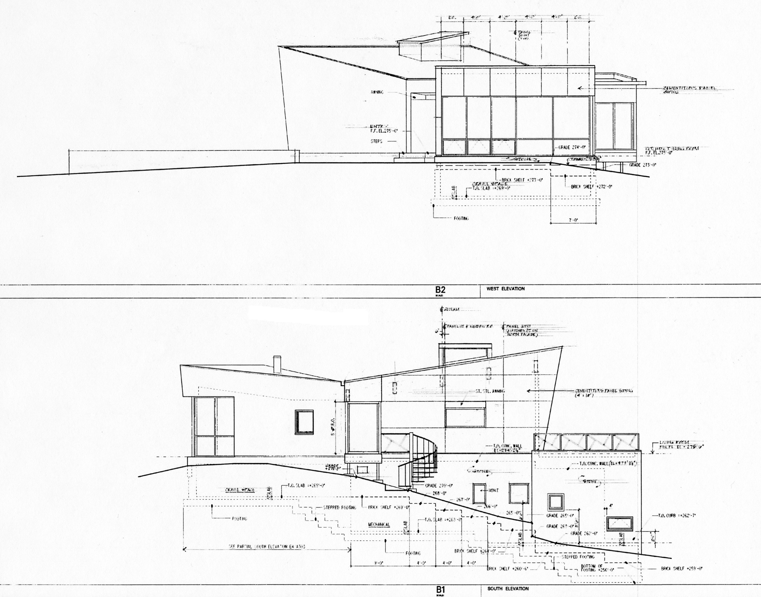  The landscaped bluestone entry path passes through the house acting as a connector of the two main forms knitting them into a whole and bringing the exterior inside.  The bedrooms which are on the lower level, open onto the landscape towards the riv