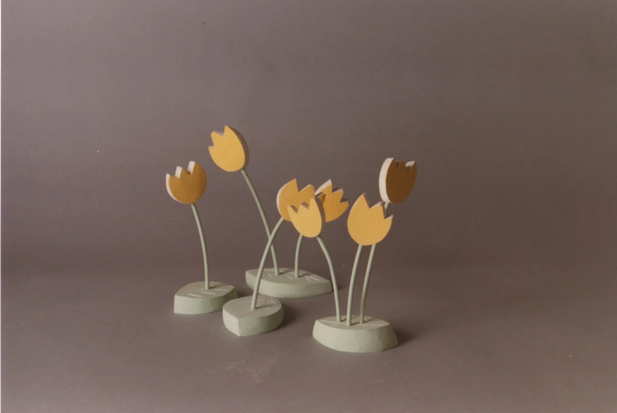 Tulips 1984  Original Gouache on Plaster 8” x 7” each