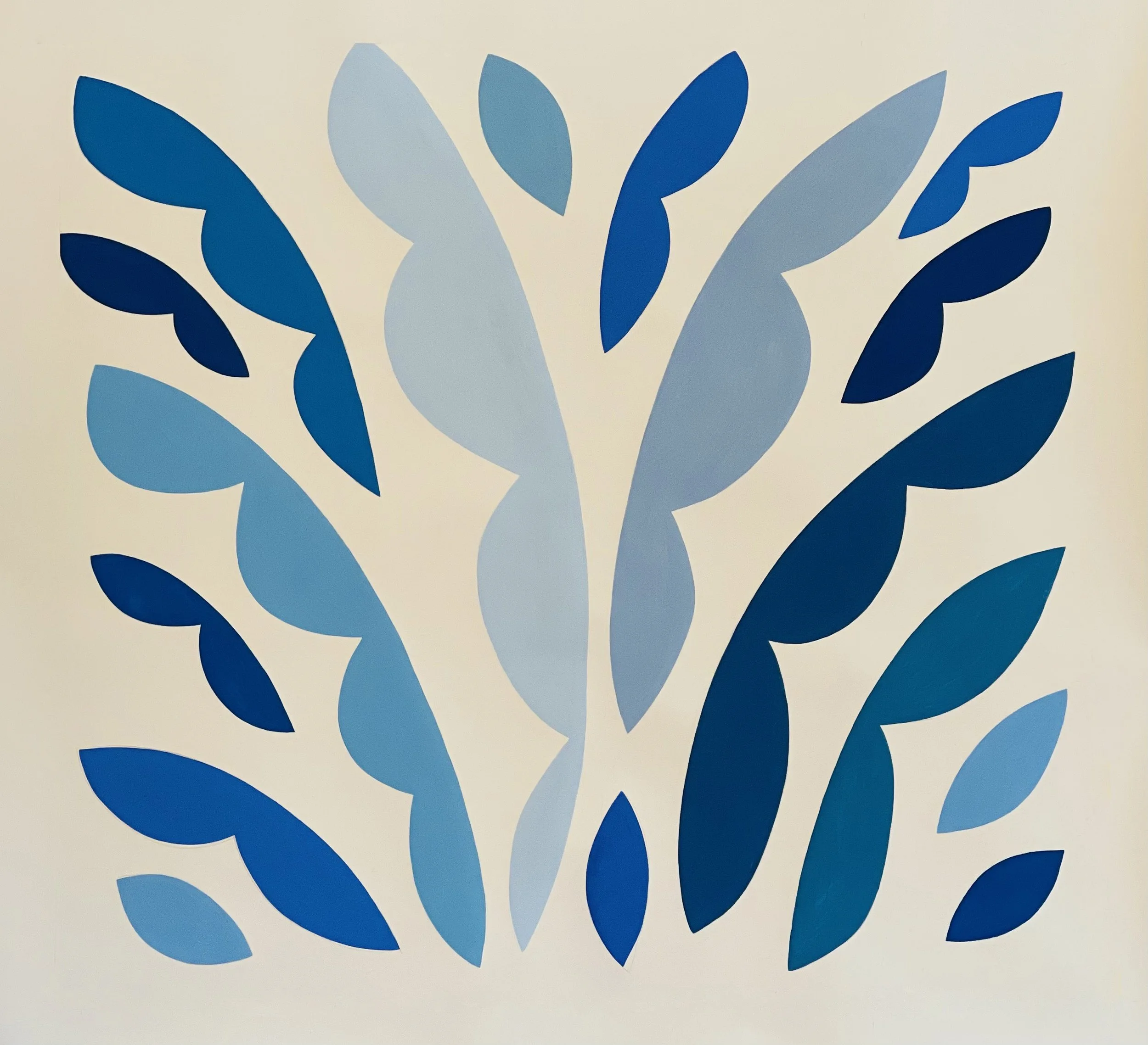 Blue Leaves II 2021   Gouache on Paper 59” x 54 ½”