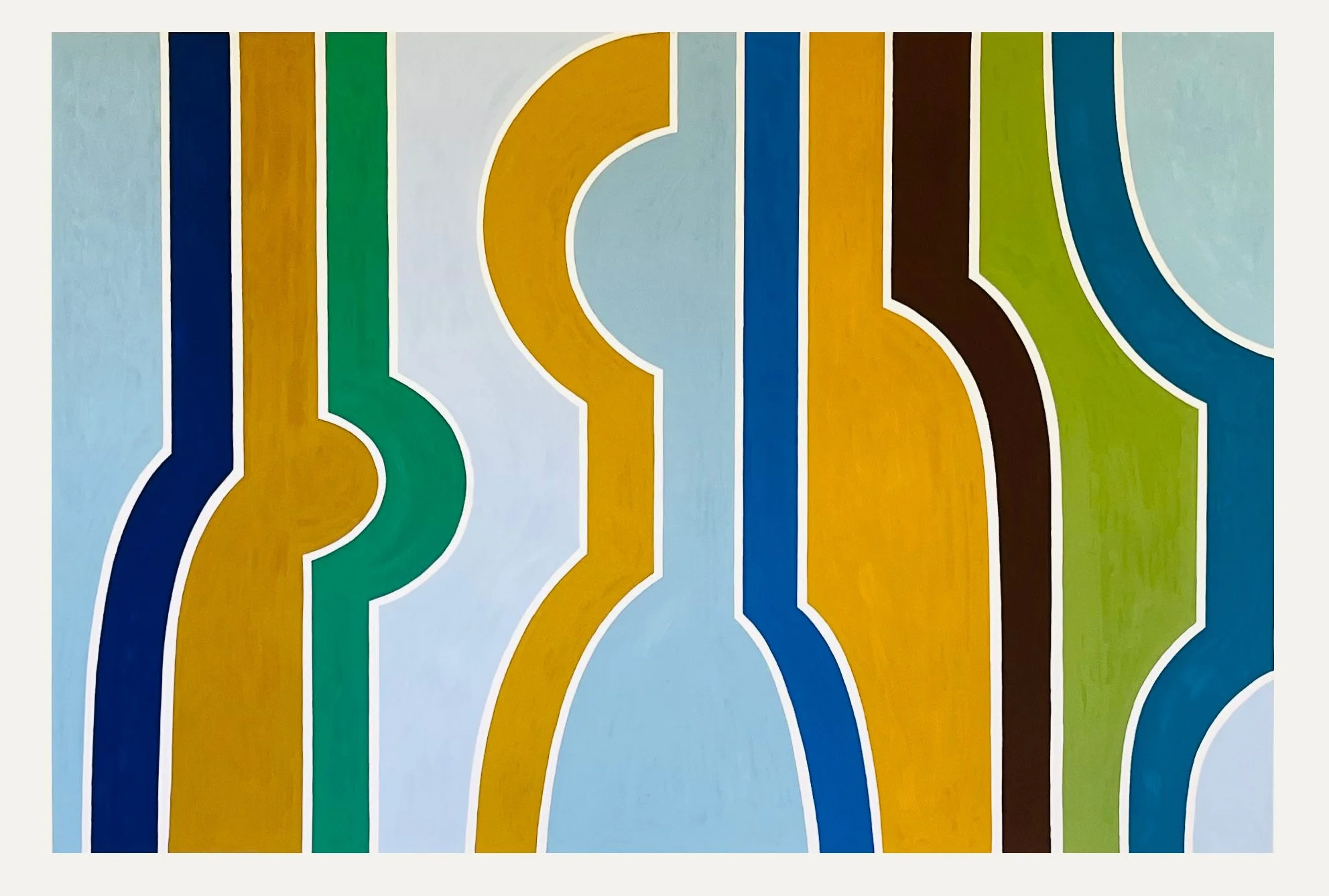  Umber Repeat on Blue 2023  Gouache on Paper 40” x 60”  