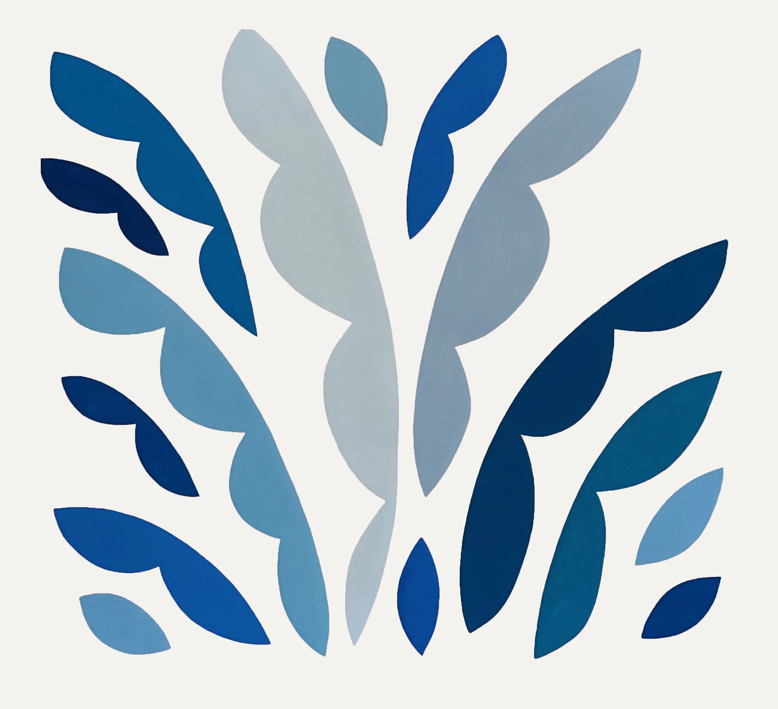  Blue Leaves II 2021   Gouache on Paper 59” x 54 ½” 