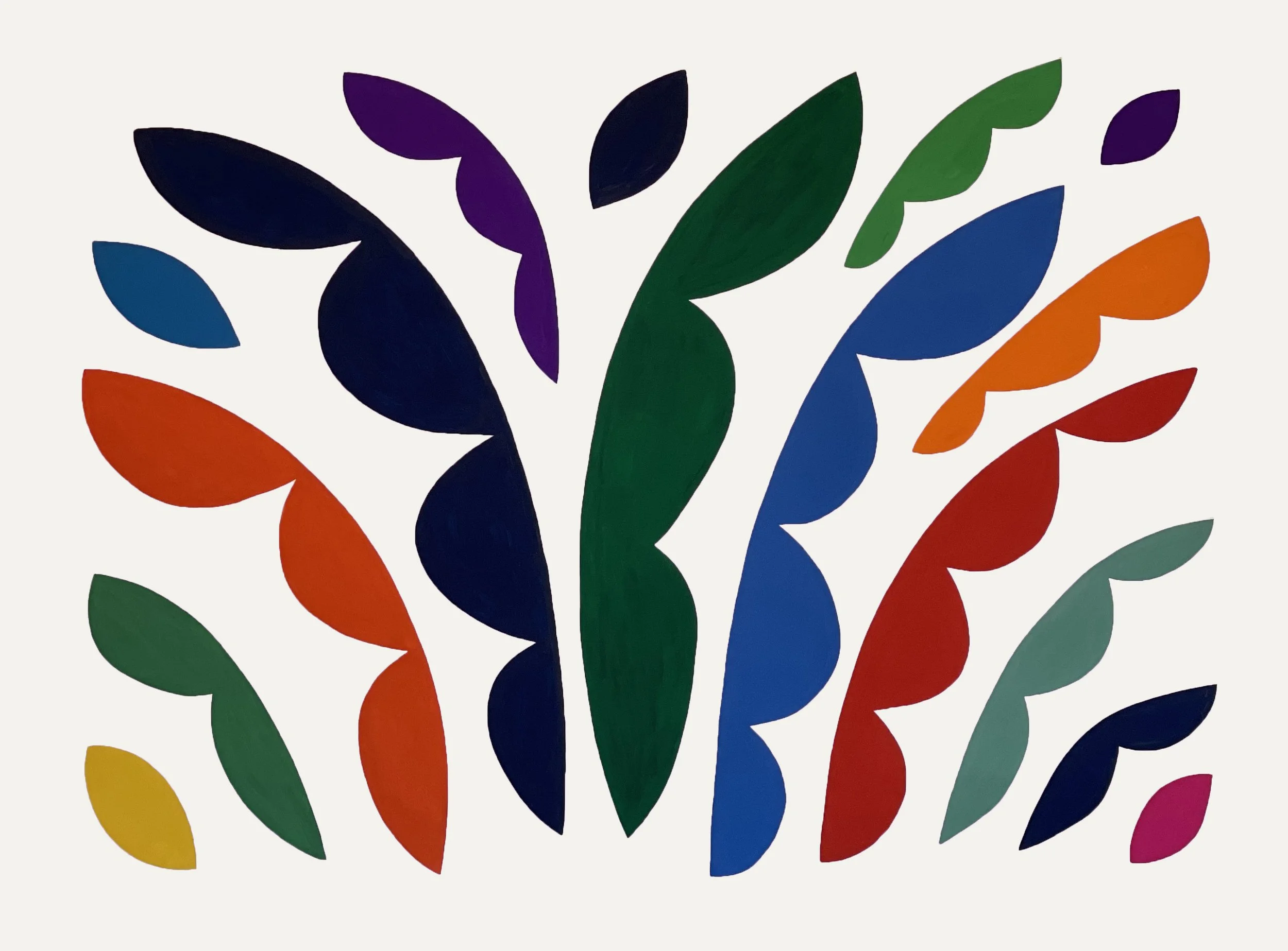  Multi Color Leaves VII 2021  Gouache on Paper 43” x 58” 