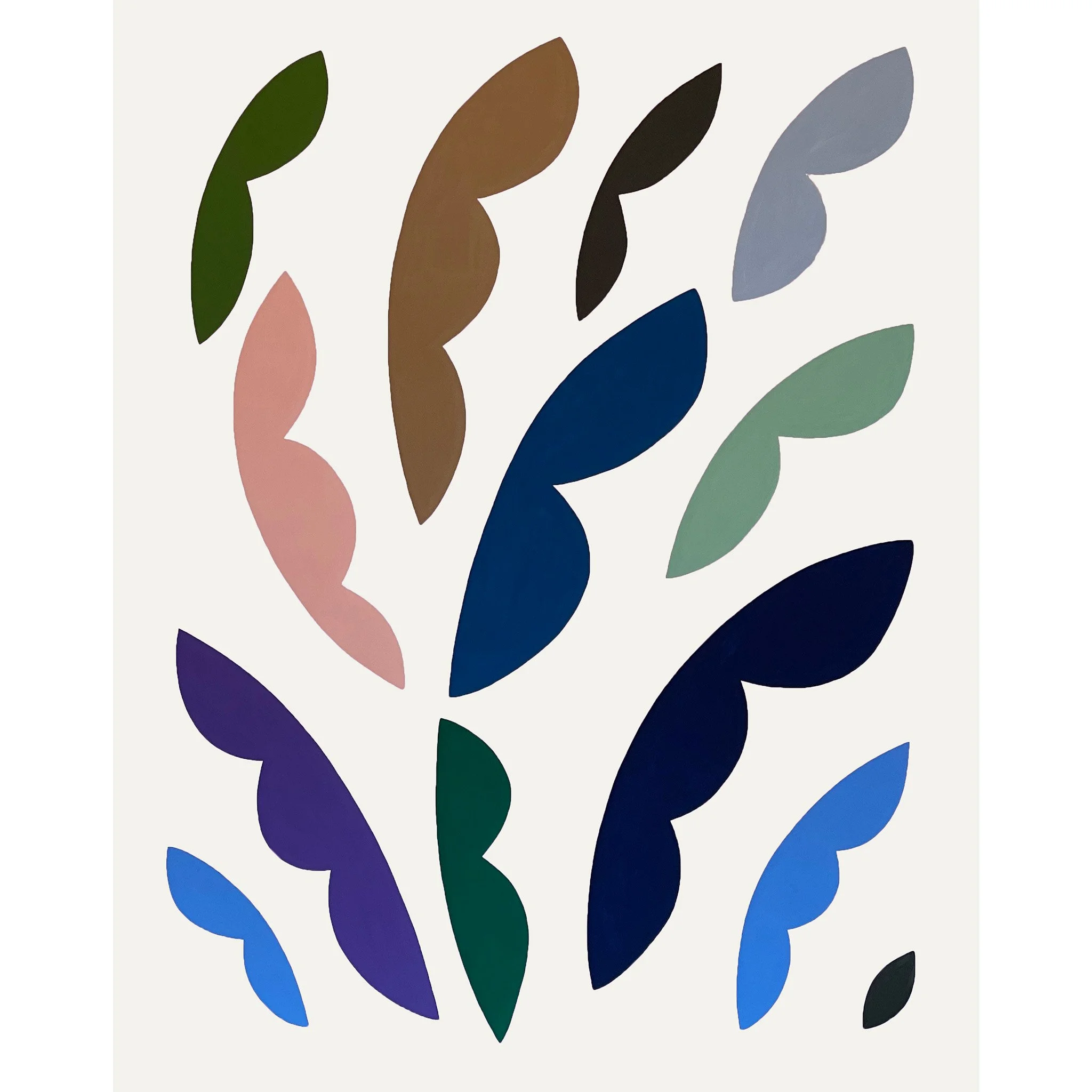  Multi Color Leaves X 2021  Gouache on Paper 58” x 47” 