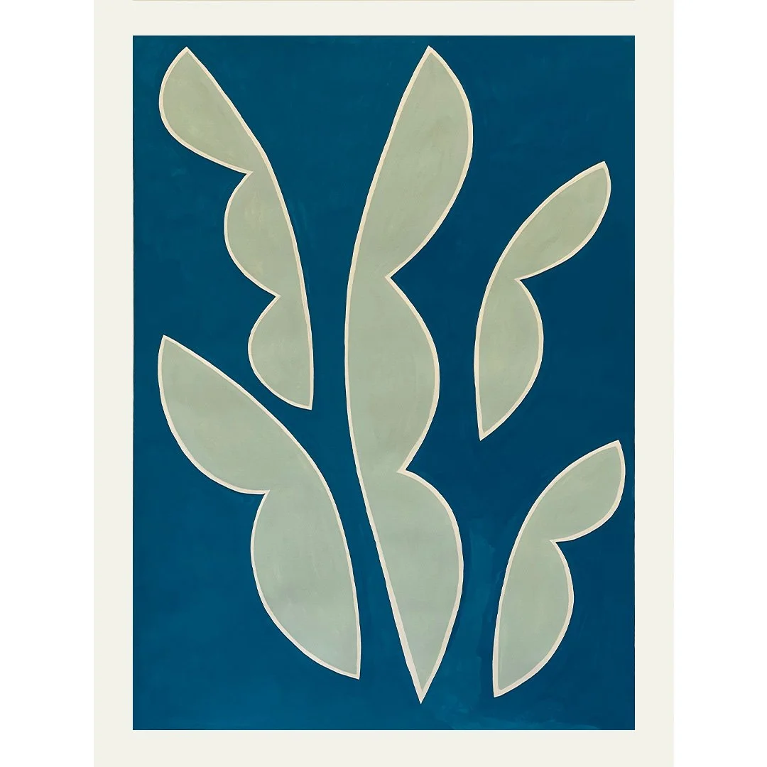  Mint Leaves on Teal 2022  Gouache on paper 56” x 42” 