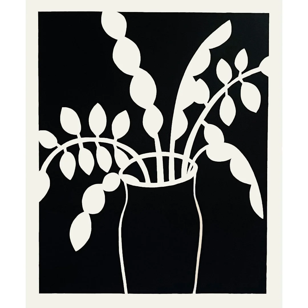 Leaves in Black Vase 58 x 48 Gouache on paper.jpg