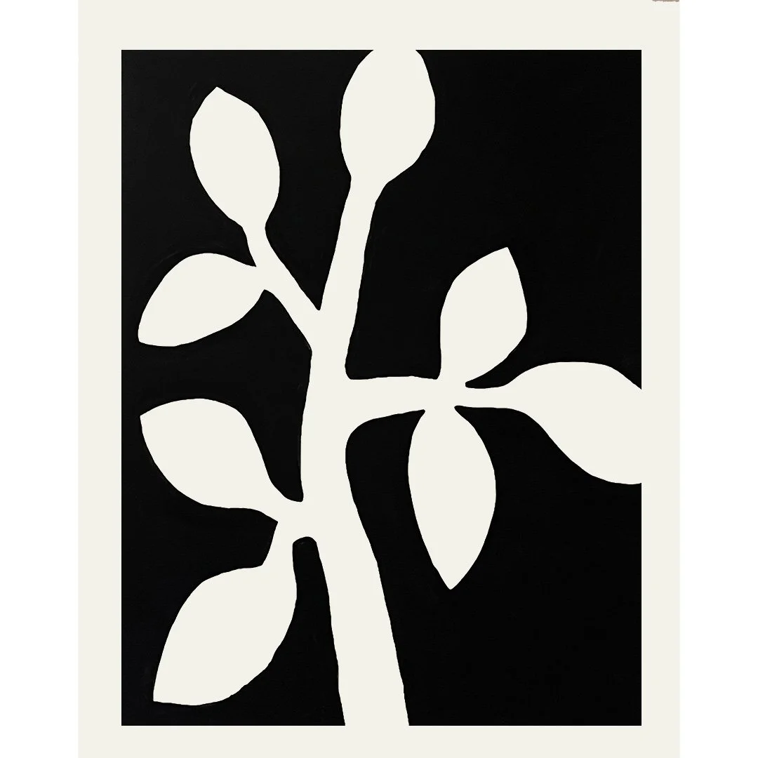  Leaf Stalk on Black II 2022   Gouache on Paper 59” × 47”  