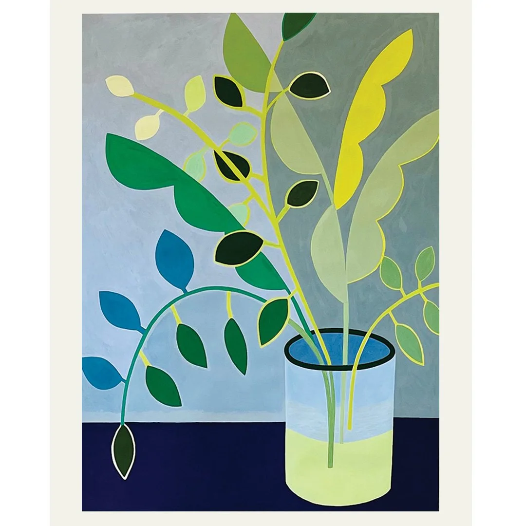  Chartreuse Leaves in Cylinder  2022  Gouache on Paper  56” x 43” 