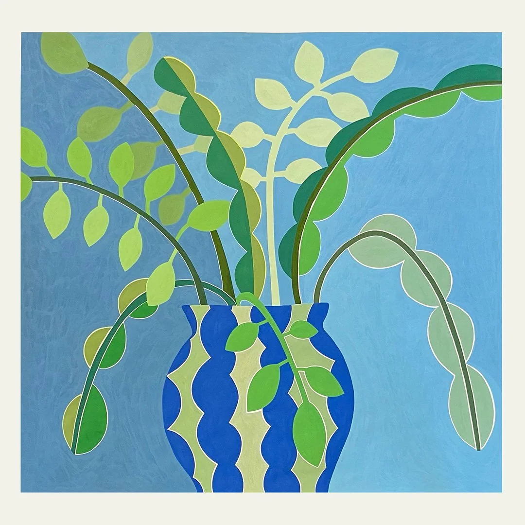  Lush Leaves in Green and Blue 2022  Gouache on Paper 58” x 58” 