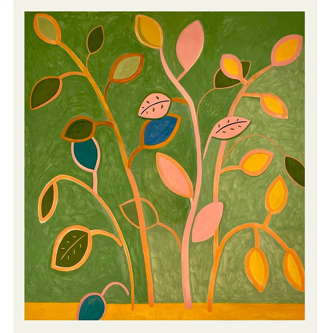  Field of Leaves on Green 2021  Gouache on Paper 