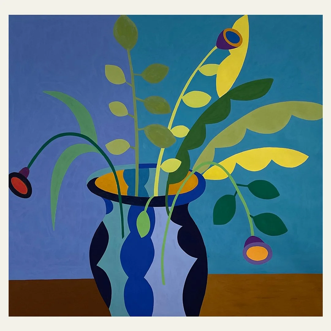  Chartreuse Leaves with Arching Flowers 2022  Gouache on Paper 50” x 60”  