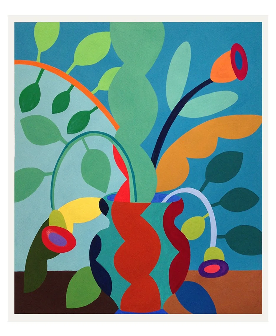  Orange Branch Green Leaves (Year)  Gouache on Paper 19 1/4” x 22 1/4” 