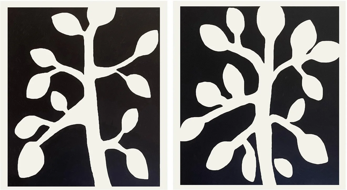  Slender Tree with Buds and Tree With Buds 2023  Gouache on Paper 63” × 57” 