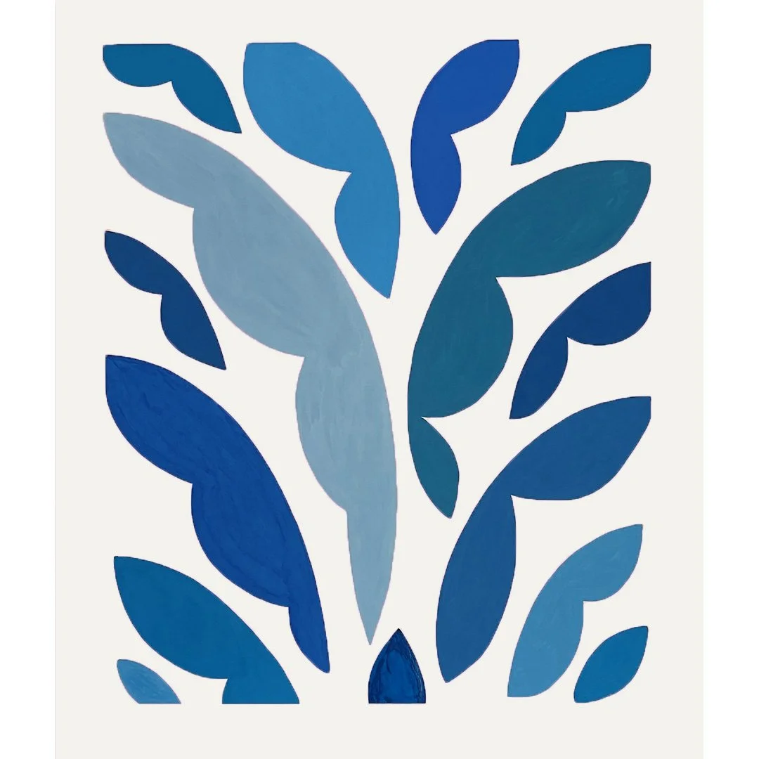  Blue Leaves I 2021   Gouache on Paper 64” x 54” 