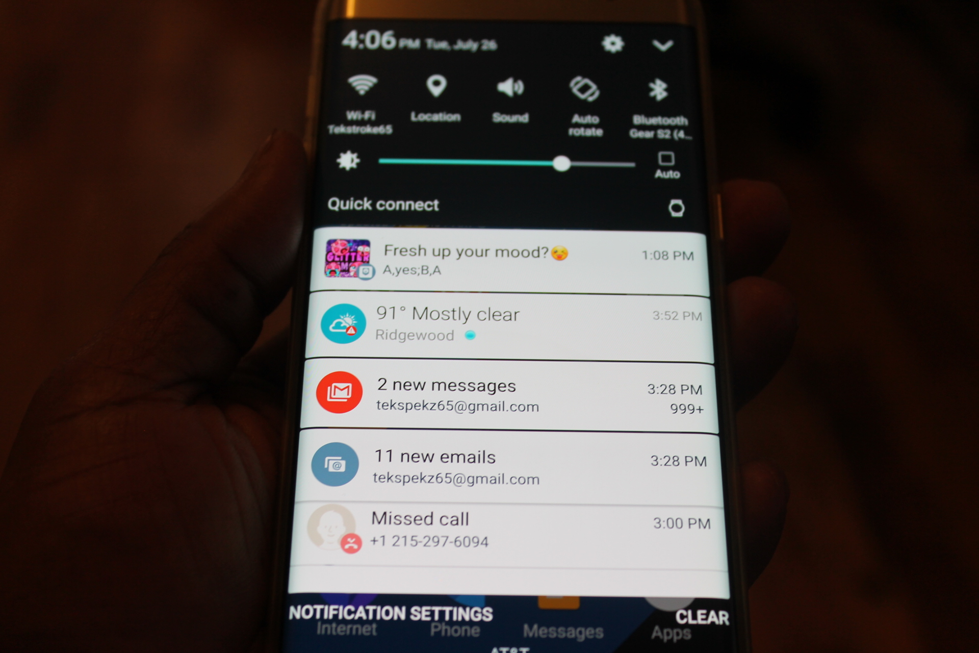 Very fluid drop down notification