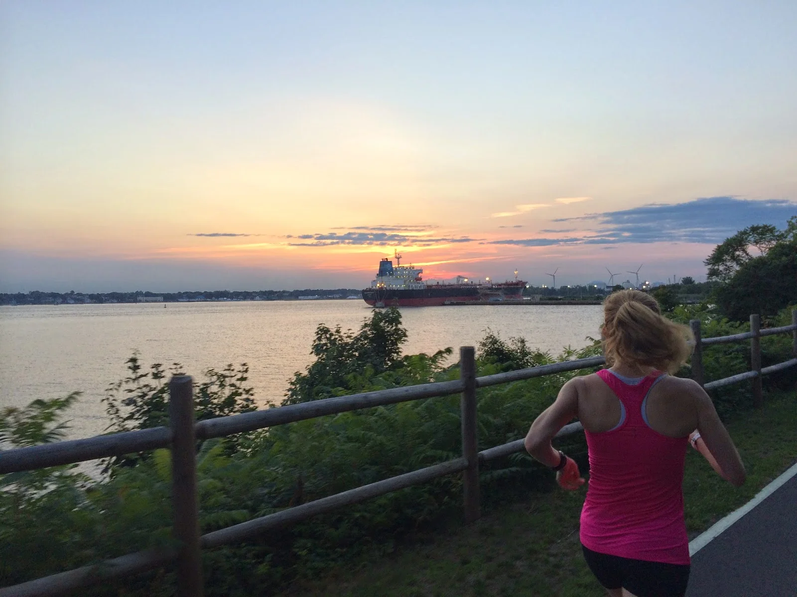 Enjoying a Providence sunset from the East Bay Bike Path