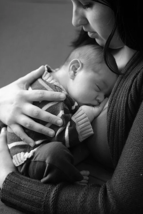 Mom holding baby