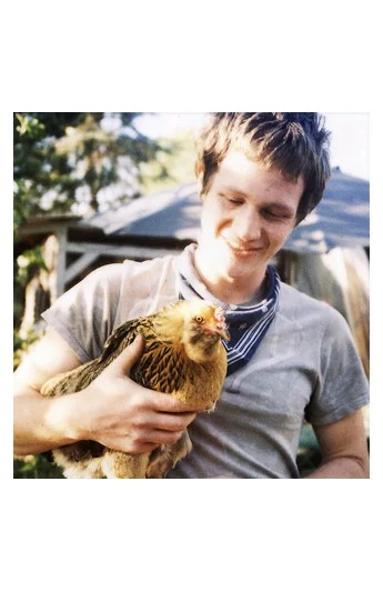 Perry holding a chicken // Polaroid