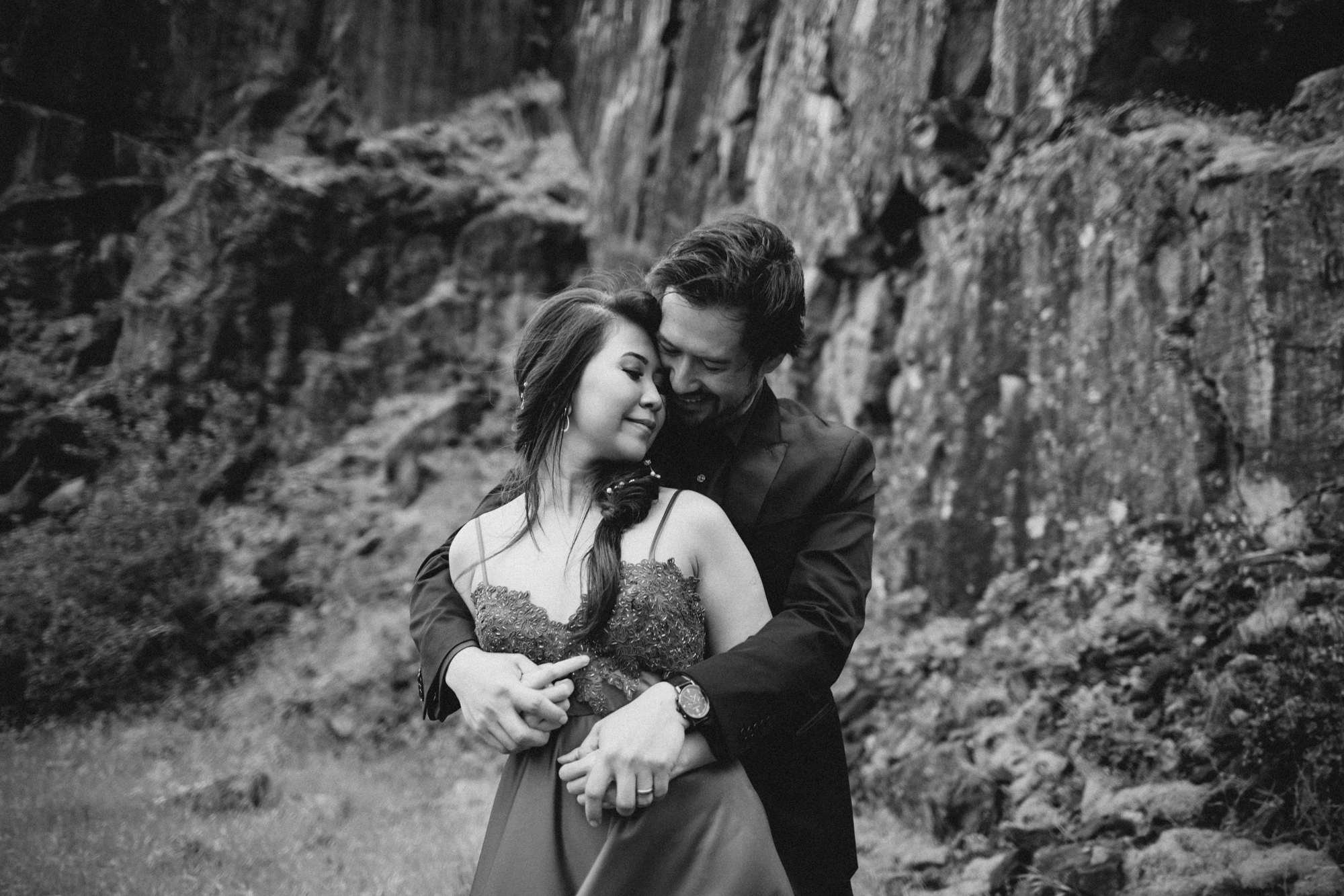 Husband and wife black and white photo