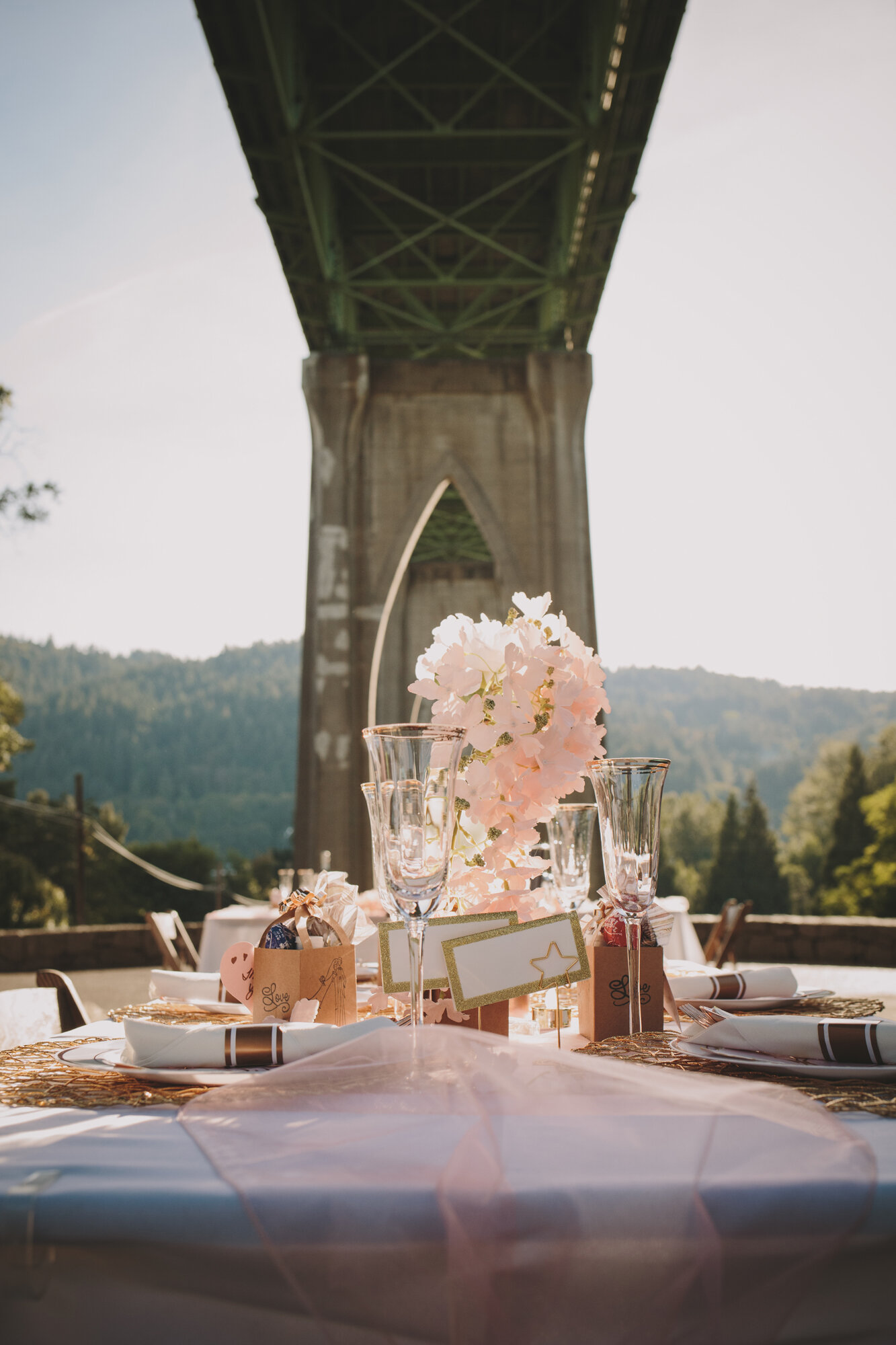 Cathedral Park Wedding Reception Tablescape