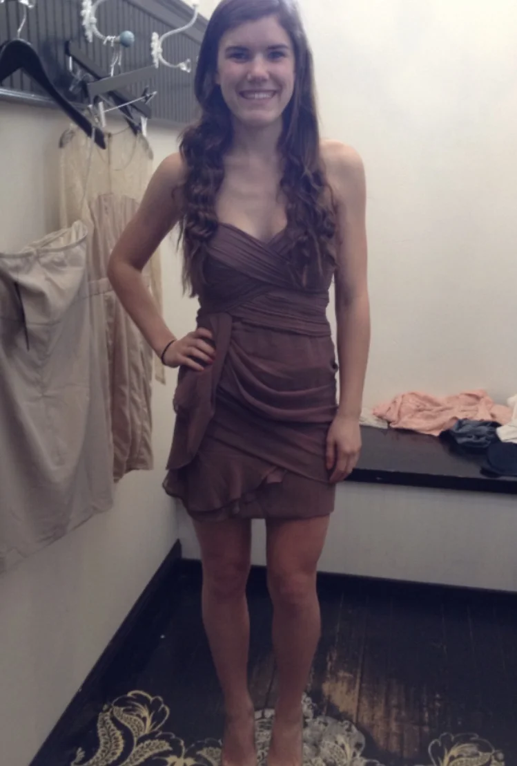 Just before my sweet 16 birthday. Trying on dresses.