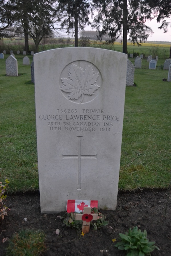Grave of Private George Lawrence Price, last Commonwealth soldier to die in World War One.
