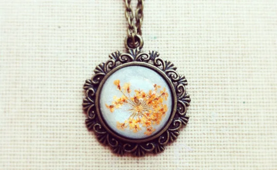 pressed flower necklace