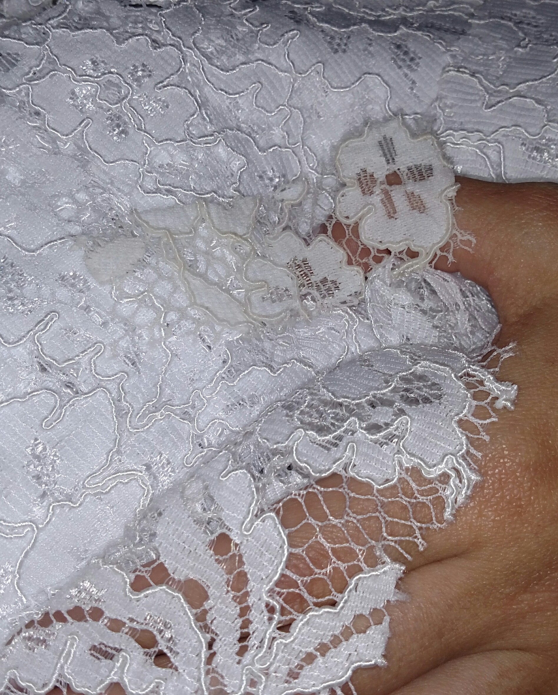 Tea dyed alencon lace fabric
